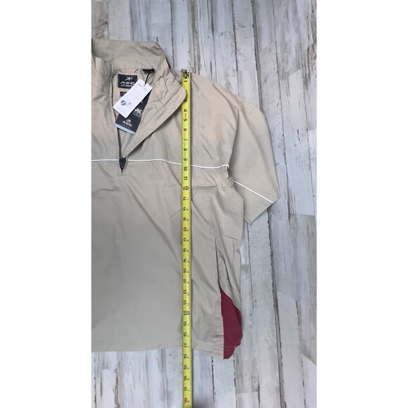 AHEAD 1/2 Zip NWT Pullover Short Sleeve Lg Rain Spill Resistant Beige Preppy - Picture 8 of 8
